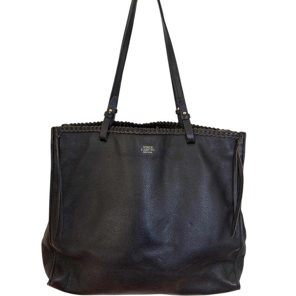 Vince Camuto Leather Tote Bag Purse Large Black Professional Classic